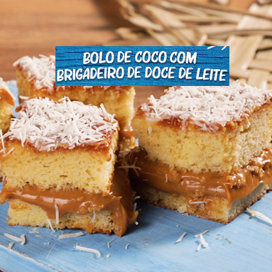 Bolo de Coco com Brigadeiro de Doce de Leite